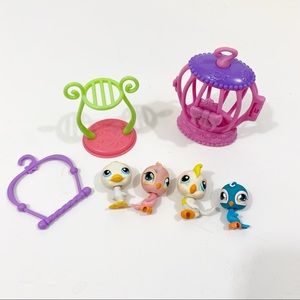 RARE Littlest Pet Shop 2004 Bird and Cage Set